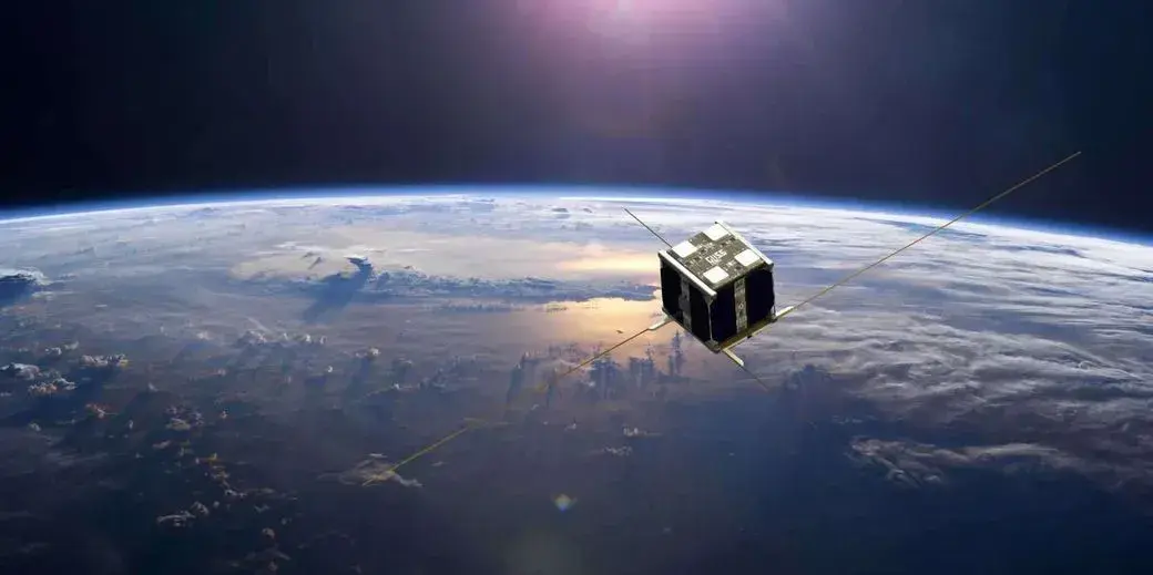 Small satellite orbiting above Earth